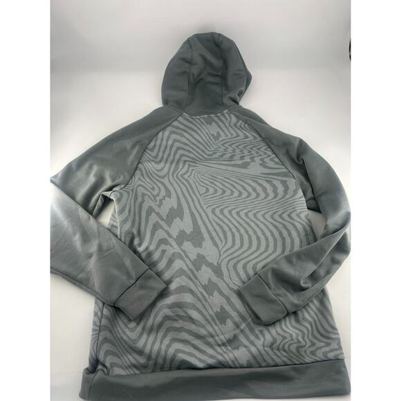 Nike Sweatshirt Mens Medium Gray White Standard Fit Pullover Hoodie Swoosh Sport - Picture 6 of 8